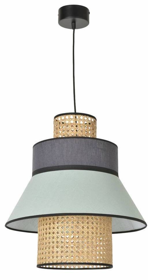 Suspension Singapour GM Amande/anthracite en cannage & lin Naturel par Market Set Suspension Singapour GM Amande/anthracite en cannage & lin Naturel par Market Set