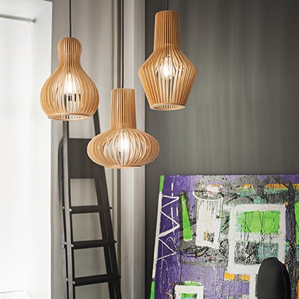 Suspension scandinave Lamello 3 en bois naturel pour un design scandinave